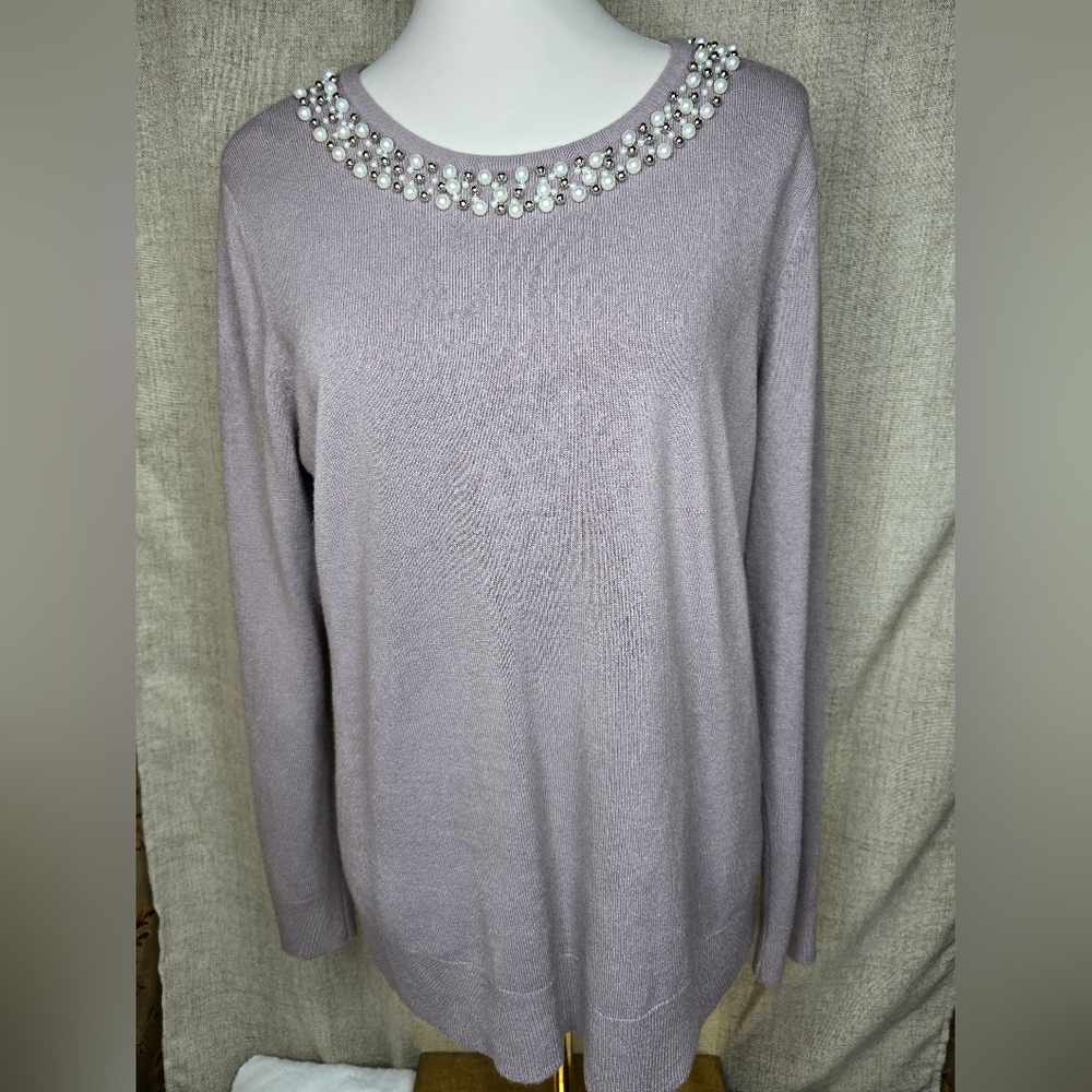Laura Scott Elegant Purple and Gray Coat